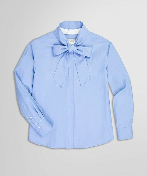 Brooks Brothers/ブルックス ブラザーズ コットンポプリン Aライン ボウタイブラウス サックスブルー 2 Brooks Brothers/ブルックス ブラザーズ コットンポプリン Aライン ボウタイブラウス サックスブルー 2