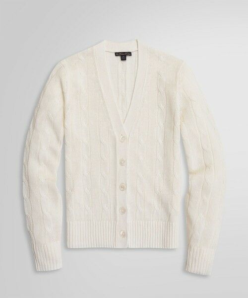 Brooks Brothers / ブルックス ブラザーズ カーディガン・ボレロ | リネン ケーブル Vネック カーディガン | 詳細4