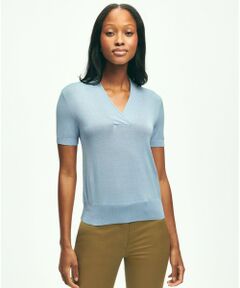 Brooks Brothers / ブルックス ブラザーズ ニット・セーター | シルク/レーヨン ショールカラー ショートスリーブセーター