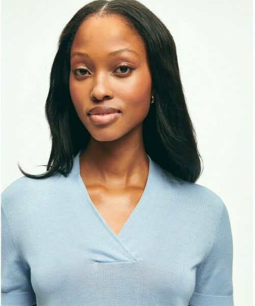 Brooks Brothers / ブルックス ブラザーズ ニット・セーター | シルク/レーヨン ショールカラー ショートスリーブセーター | 詳細1