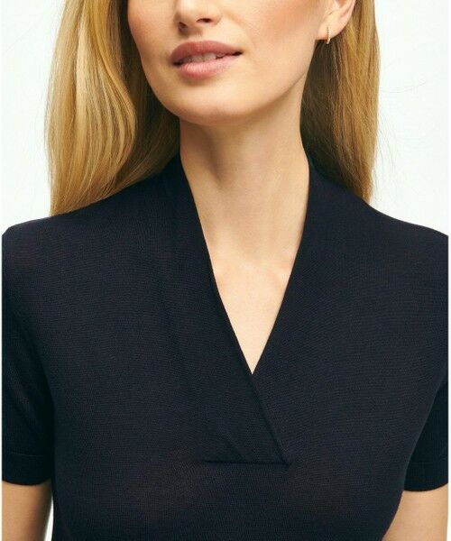 Brooks Brothers / ブルックス ブラザーズ ニット・セーター | シルク/レーヨン ショールカラー ショートスリーブセーター | 詳細5