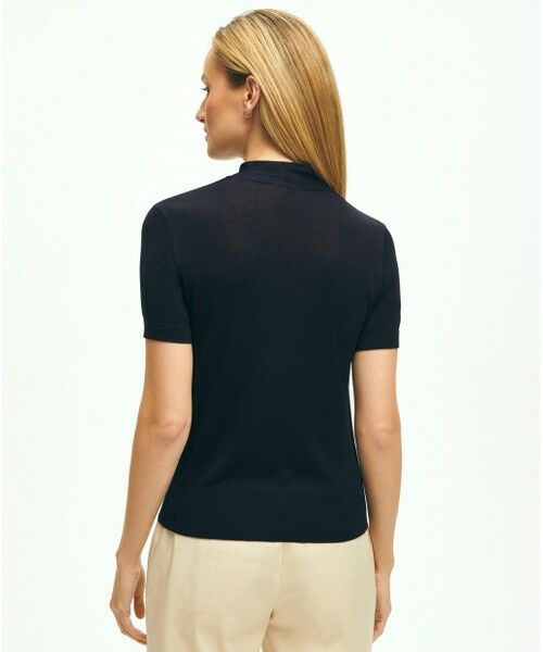 Brooks Brothers / ブルックス ブラザーズ ニット・セーター | シルク/レーヨン ショールカラー ショートスリーブセーター | 詳細6