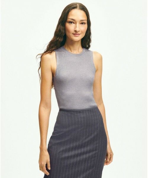 Brooks Brothers/ブルックス ブラザーズ シルクブレンド クルーネック ノースリーブセーター ヘザーグレー M Brooks Brothers/ブルックス ブラザーズ シルクブレンド クルーネック ノースリーブセーター ヘザーグレー M