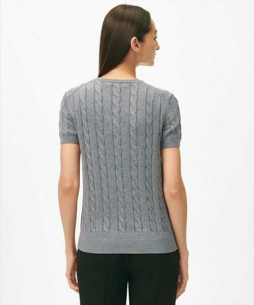 Brooks Brothers / ブルックス ブラザーズ ニット・セーター | スーピマコットン ケーブル クルーネック ショートスリーブセーター | 詳細1