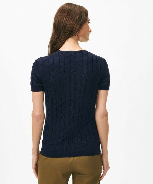Brooks Brothers / ブルックス ブラザーズ ニット・セーター | スーピマコットン ケーブル クルーネック ショートスリーブセーター | 詳細4