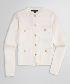 Brooks Brothers / ブルックス ブラザーズ カーディガン・ボレロ | ミラノリブ ゴールドボタン ノーカラーニットジャケット