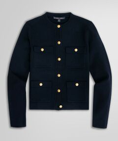 Brooks Brothers / ブルックス ブラザーズ カーディガン・ボレロ | ミラノリブ ゴールドボタン ノーカラーニットジャケット