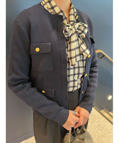 Brooks Brothers / ブルックス ブラザーズ カーディガン・ボレロ | ミラノリブ ゴールドボタン ノーカラーニットジャケット | 詳細12