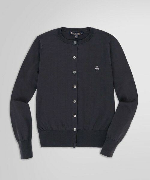 Brooks Brothers/ブルックス ブラザーズ キュプラ/ナイロン GFロゴ クルーネックカーディガン チャコール XS Brooks Brothers/ブルックス ブラザーズ キュプラ/ナイロン GFロゴ クルーネックカーディガン チャコール XS