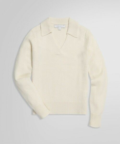 Brooks Brothers/ブルックス ブラザーズ ウール/カシミヤ ロングスリーブ ポロセーター アイボリー XS Brooks Brothers/ブルックス ブラザーズ ウール/カシミヤ ロングスリーブ ポロセーター アイボリー XS