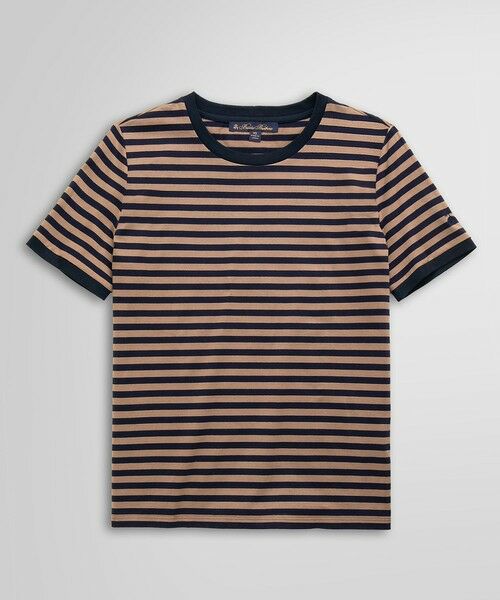 Brooks Brothers/ブルックス ブラザーズ コットン ストライプ リンガーTシャツ ブラウン S Brooks Brothers/ブルックス ブラザーズ コットン ストライプ リンガーTシャツ ブラウン S