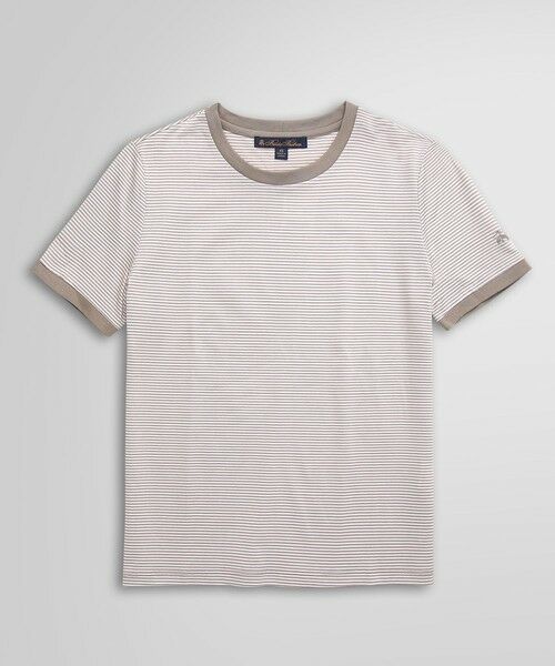 Brooks Brothers/ブルックス ブラザーズ コットン ストライプ リンガーTシャツ ベージュ M Brooks Brothers/ブルックス ブラザーズ コットン ストライプ リンガーTシャツ ベージュ M