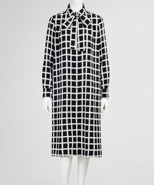 Brooks Brothers/ブルックス ブラザーズ ポリエステルファイユ ロングスリーブ ソフトシャツワンピース ブラック×ホワイト 4 Brooks Brothers/ブルックス ブラザーズ ポリエステルファイユ ロングスリーブ ソフトシャツワンピース ブラック×ホワイト 4