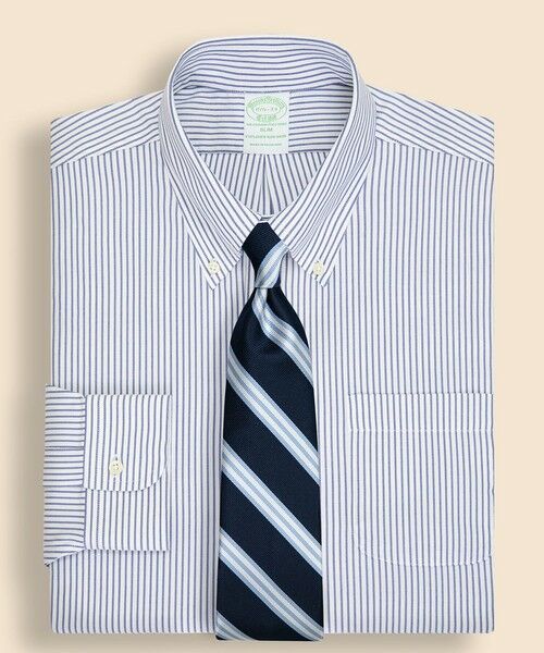 Brooks Brothers/ブルックス ブラザーズ Brooks Brothers Explorer ノンアイロン ストレッチコットンブレンド ストライプ ドレスシャツ Slim Fit ネイビー 17 - 34 Brooks Brothers/ブルックス ブラザーズ Brooks Brothers Explorer ノンアイロン ストレッチコットンブレンド ストライプ ドレスシャツ Slim Fit ネイビー 17 - 34
