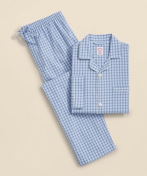 Brooks Brothers/ブルックス ブラザーズ コットン ブロードクロス チェック パジャマ ブルー L Brooks Brothers/ブルックス ブラザーズ コットン ブロードクロス チェック パジャマ ブルー L