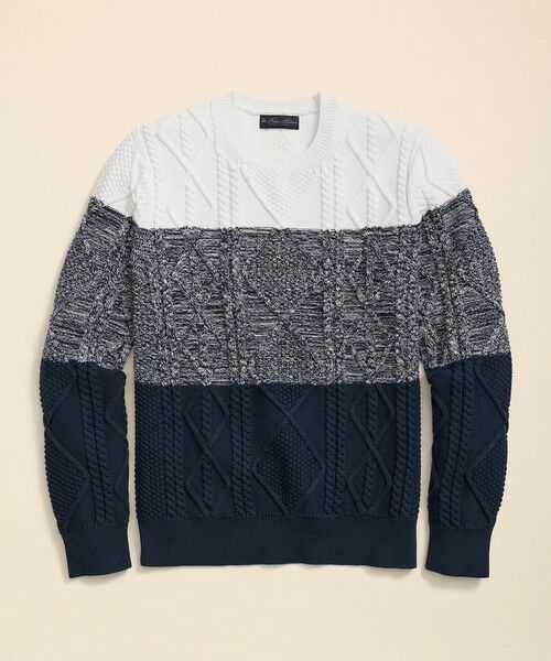 Brooks Brothers / ブルックス ブラザーズ ニット・セーター | コットン ケーブル カラーブロック クルーネックセーター | 詳細3