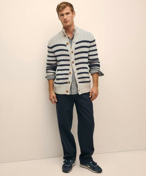 Brooks Brothers / ブルックス ブラザーズ カーディガン・ボレロ | コットン/リネン マリナーストライプ モックネックカーディガン | 詳細5