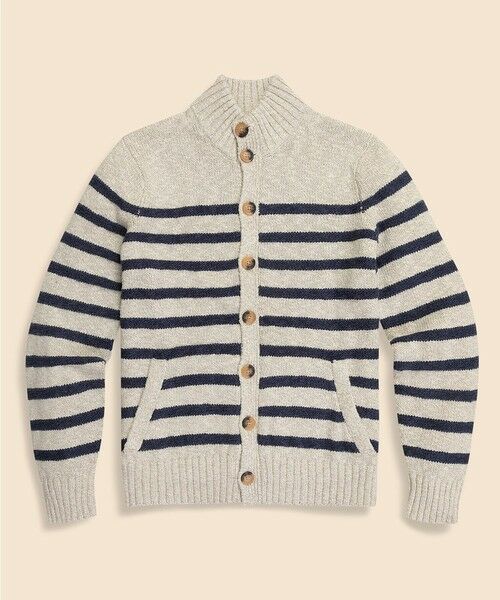 Brooks Brothers / ブルックス ブラザーズ カーディガン・ボレロ | コットン/リネン マリナーストライプ モックネックカーディガン | 詳細6