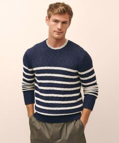 Brooks Brothers / ブルックス ブラザーズ ニット・セーター | コットン/リネン マリナーストライプ クルーネックセーター