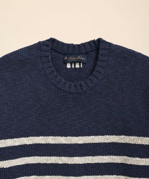 Brooks Brothers / ブルックス ブラザーズ ニット・セーター | コットン/リネン マリナーストライプ クルーネックセーター | 詳細5