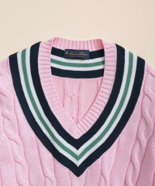 Brooks Brothers / ブルックス ブラザーズ ニット・セーター | コットン ケーブル Vネックテニスセーター | 詳細3