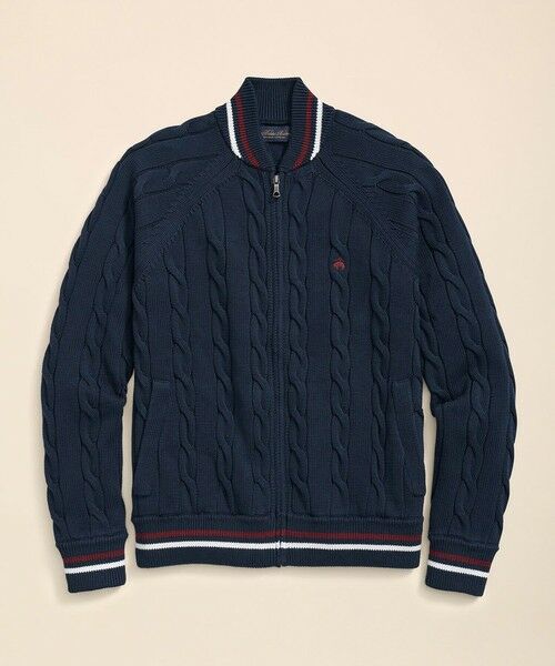 Brooks Brothers/ブルックス ブラザーズ スーピマコットン GFロゴ テニス フルジップセーター ネイビー M Brooks Brothers/ブルックス ブラザーズ スーピマコットン GFロゴ テニス フルジップセーター ネイビー M