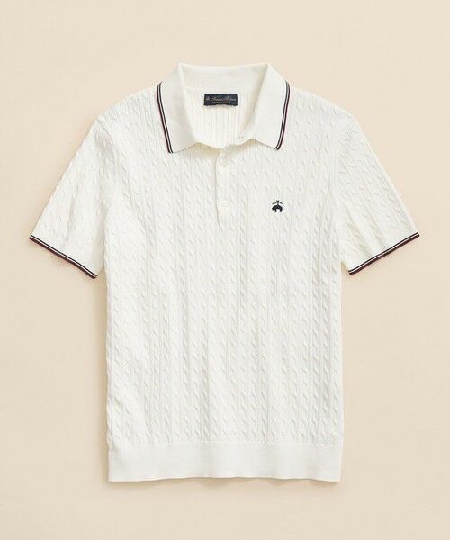 Brooks Brothers/ブルックス ブラザーズ コットン ケーブル GFロゴ テニス ポロセーター ホワイト S Brooks Brothers/ブルックス ブラザーズ コットン ケーブル GFロゴ テニス ポロセーター ホワイト S