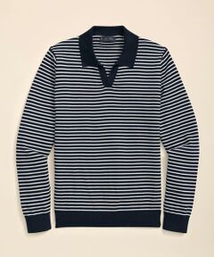 Brooks Brothers / ブルックス ブラザーズ ニット・セーター | コットン マリナーストライプ ジョニーカラーセーター