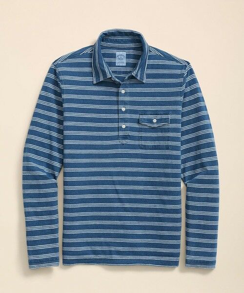 Brooks Brothers/ブルックス ブラザーズ コットンジャージー インディゴ トリプルストライプ ロングスリーブ ポロシャツ インディゴブルー L Brooks Brothers/ブルックス ブラザーズ コットンジャージー インディゴ トリプルストライプ ロングスリーブ ポロシャツ インディゴブルー L