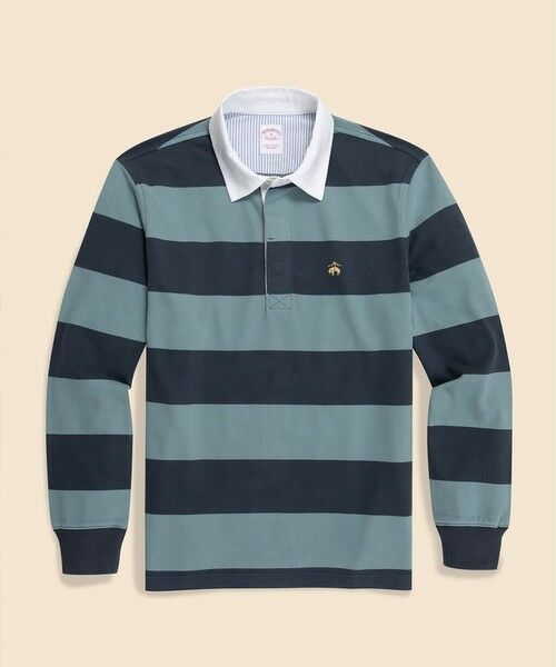 Brooks Brothers / ブルックス ブラザーズ ポロシャツ | コットンジャージー GFロゴ ラグビーシャツ(ブルー)