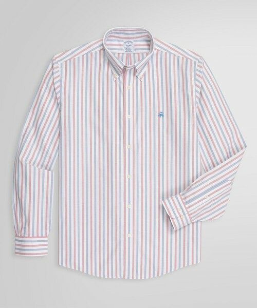 Brooks Brothers/ブルックス ブラザーズ ノンアイロン ストレッチオックスフォード GFロゴ ストライプ カジュアルシャツ Regular Fit ピンク M Brooks Brothers/ブルックス ブラザーズ ノンアイロン ストレッチオックスフォード GFロゴ ストライプ カジュアルシャツ Regular Fit ピンク M