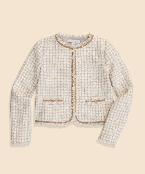 Brooks Brothers/ブルックス ブラザーズ コットンブレンド ファンシーツイード ノーカラージャケット ベージュ 8 Brooks Brothers/ブルックス ブラザーズ コットンブレンド ファンシーツイード ノーカラージャケット ベージュ 8