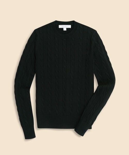 Brooks Brothers ブラック ニット M スーピマコットン ケーブル クルーネックセーター （ニット