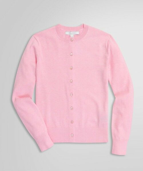 Brooks Brothers/ブルックス ブラザーズ スーピマコットン クルーネック カーディガン ピンク XS Brooks Brothers/ブルックス ブラザーズ スーピマコットン クルーネック カーディガン ピンク XS