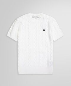 Brooks Brothers / ブルックス ブラザーズ ニット・セーター | スーピマコットン GFロゴ ケーブル ショートスリーブセーター