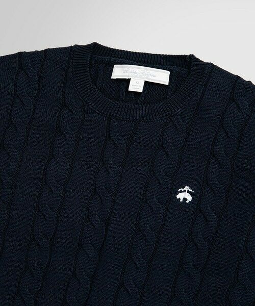 Brooks Brothers / ブルックス ブラザーズ ニット・セーター | スーピマコットン GFロゴ ケーブル ショートスリーブセーター | 詳細7