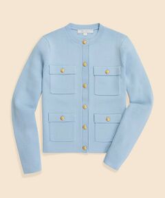 Brooks Brothers / ブルックス ブラザーズ カーディガン・ボレロ | ミラノリブ ゴールドボタン ノーカラーニットジャケット
