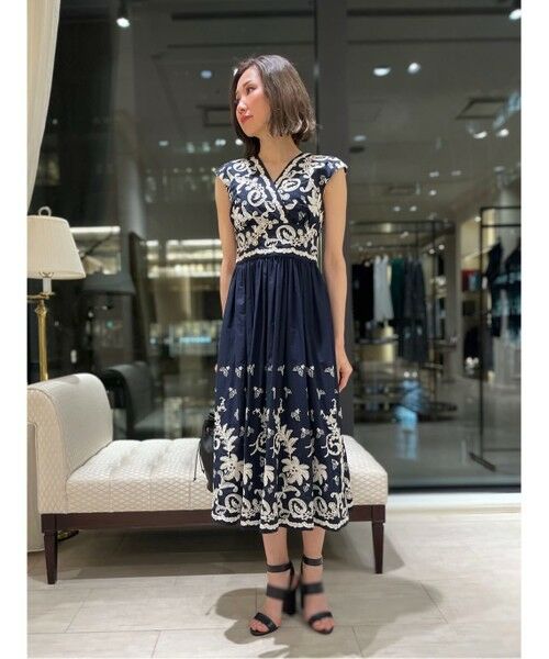 Brooks Brothers / ブルックス ブラザーズ ロング・マキシ丈ワンピース | コットンボイル ボタニカルエンブロイダリー フレアワンピース | 詳細13