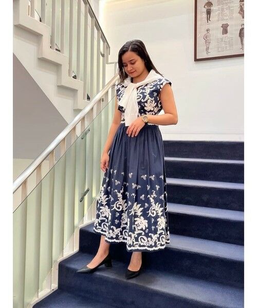 Brooks Brothers / ブルックス ブラザーズ ロング・マキシ丈ワンピース | コットンボイル ボタニカルエンブロイダリー フレアワンピース | 詳細17