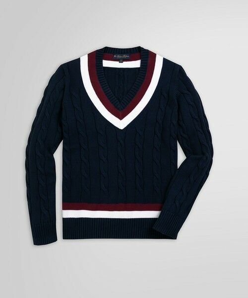 Brooks Brothers/ブルックス ブラザーズ スーピマコットン ケーブル Vネックテニスセーター ネイビー X-SMALL Brooks Brothers/ブルックス ブラザーズ スーピマコットン ケーブル Vネックテニスセーター ネイビー X-SMALL