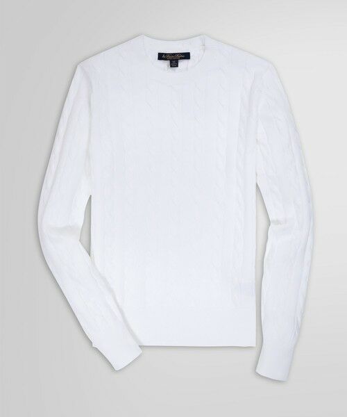 Brooks Brothers/ブルックス ブラザーズ スーピマコットン ケーブルクルーネックセーター ホワイト X-SMALL Brooks Brothers/ブルックス ブラザーズ スーピマコットン ケーブルクルーネックセーター ホワイト X-SMALL