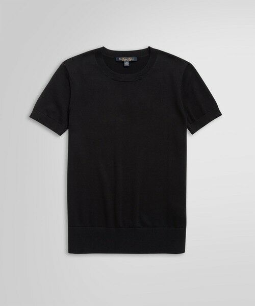 Brooks Brothers / ブルックス ブラザーズ ニット・セーター | スーピマコットン クルーネック ショートスリーブセーター(ブラック)