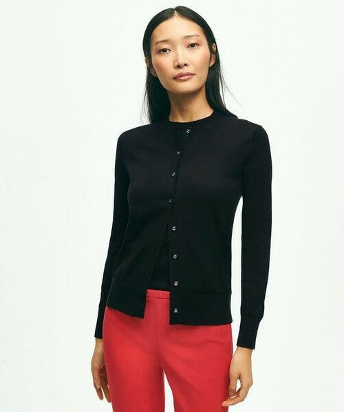 Brooks Brothers/ブルックス ブラザーズ スーピマコットン クルーネック カーディガン ブラック X-SMALL Brooks Brothers/ブルックス ブラザーズ スーピマコットン クルーネック カーディガン ブラック X-SMALL