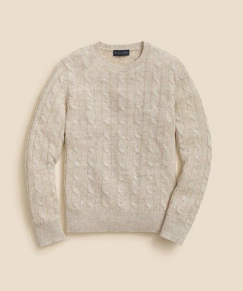 Brooks Brothers/ブルックス ブラザーズ リネン ケーブル クルーネックセーター オートミール M Brooks Brothers/ブルックス ブラザーズ リネン ケーブル クルーネックセーター オートミール M