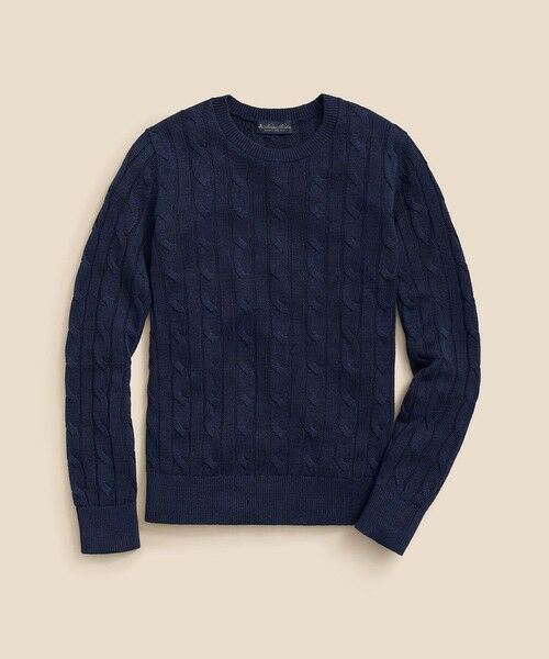 Brooks Brothers/ブルックス ブラザーズ リネン ケーブル クルーネックセーター ネイビー L Brooks Brothers/ブルックス ブラザーズ リネン ケーブル クルーネックセーター ネイビー L