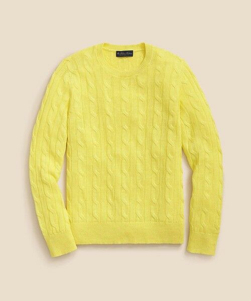 Brooks Brothers/ブルックス ブラザーズ リネン ケーブル クルーネックセーター イエロー M Brooks Brothers/ブルックス ブラザーズ リネン ケーブル クルーネックセーター イエロー M