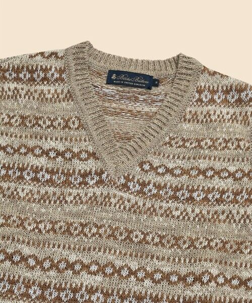 Brooks Brothers / ブルックス ブラザーズ ベスト | コットン/リネン フェアアイル Vネックベスト Made in U.K | 詳細1