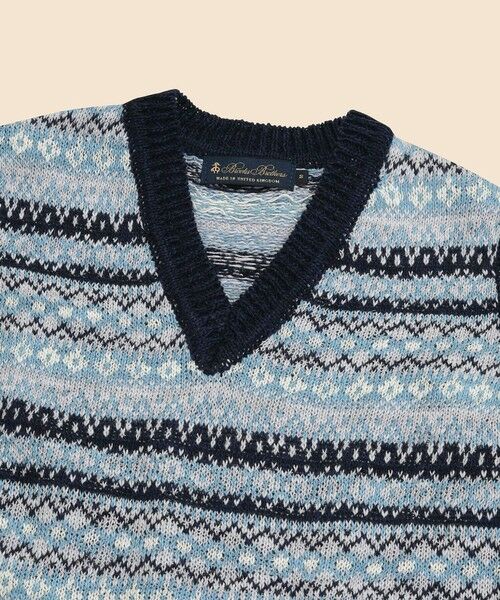 Brooks Brothers / ブルックス ブラザーズ ベスト | コットン/リネン フェアアイル Vネックベスト Made in U.K | 詳細2