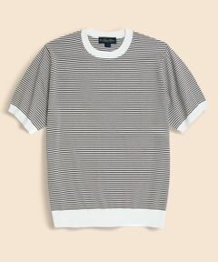 Brooks Brothers / ブルックス ブラザーズ ニット・セーター | コットン／シルク　ストライプ　クルーネック　ショートスリーブセーター