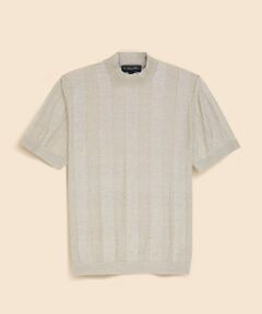 Brooks Brothers / ブルックス ブラザーズ ニット・セーター | リネン　ストライプ　モックネック　ショートスリーブセーター